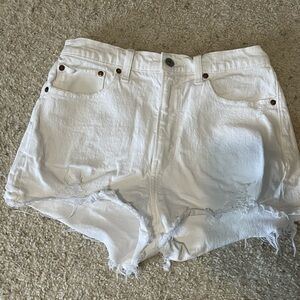 White Distressed Denim Shorts